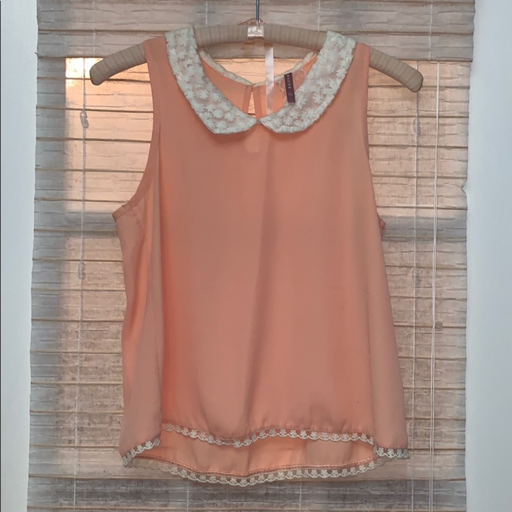 Pink Lace Trim Top